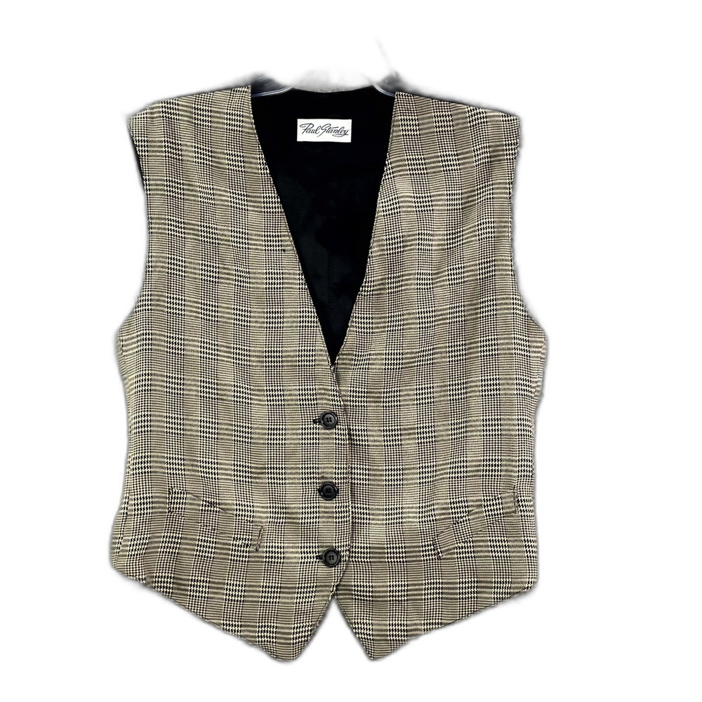 Paul Stanley Suit Vest Womens 10 Houndstooth Plaid Lined Office Career Classic